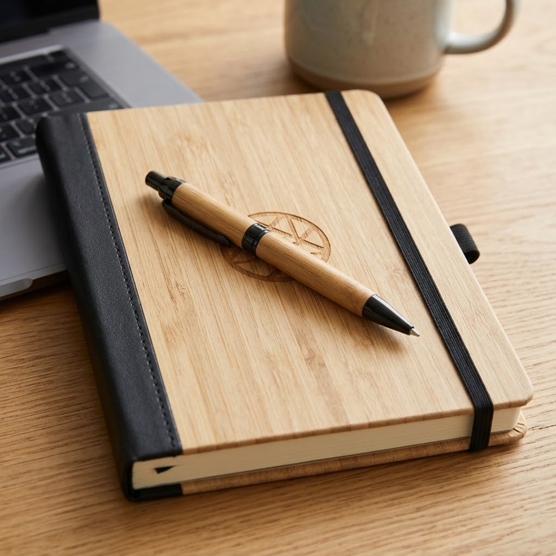 Custom Branded Bamboo Hardcover Notebook